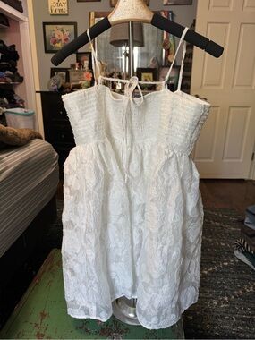 Altar'd State White Lace Smocked Babydoll Dress